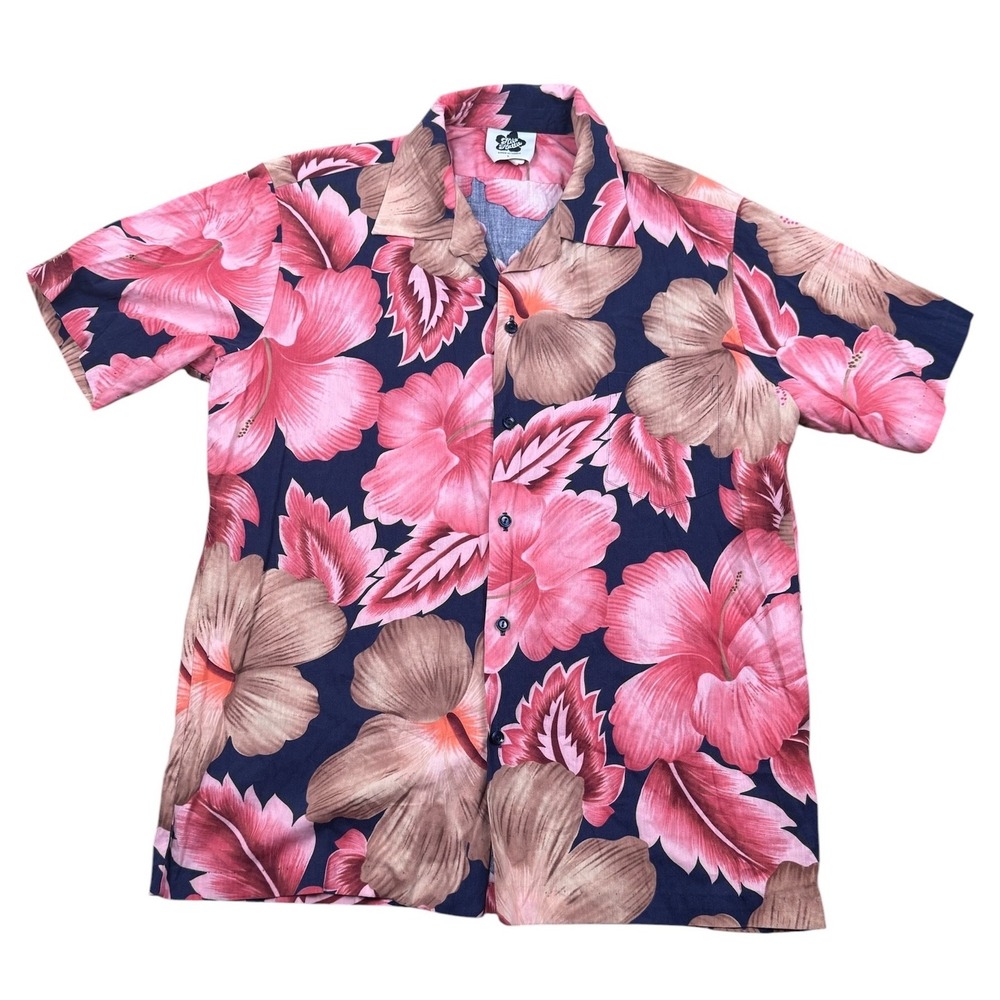 VTG Hilo Hattie Hawaiian Hibiscus Aloha Button Down Short Sleeve Men's Shirt